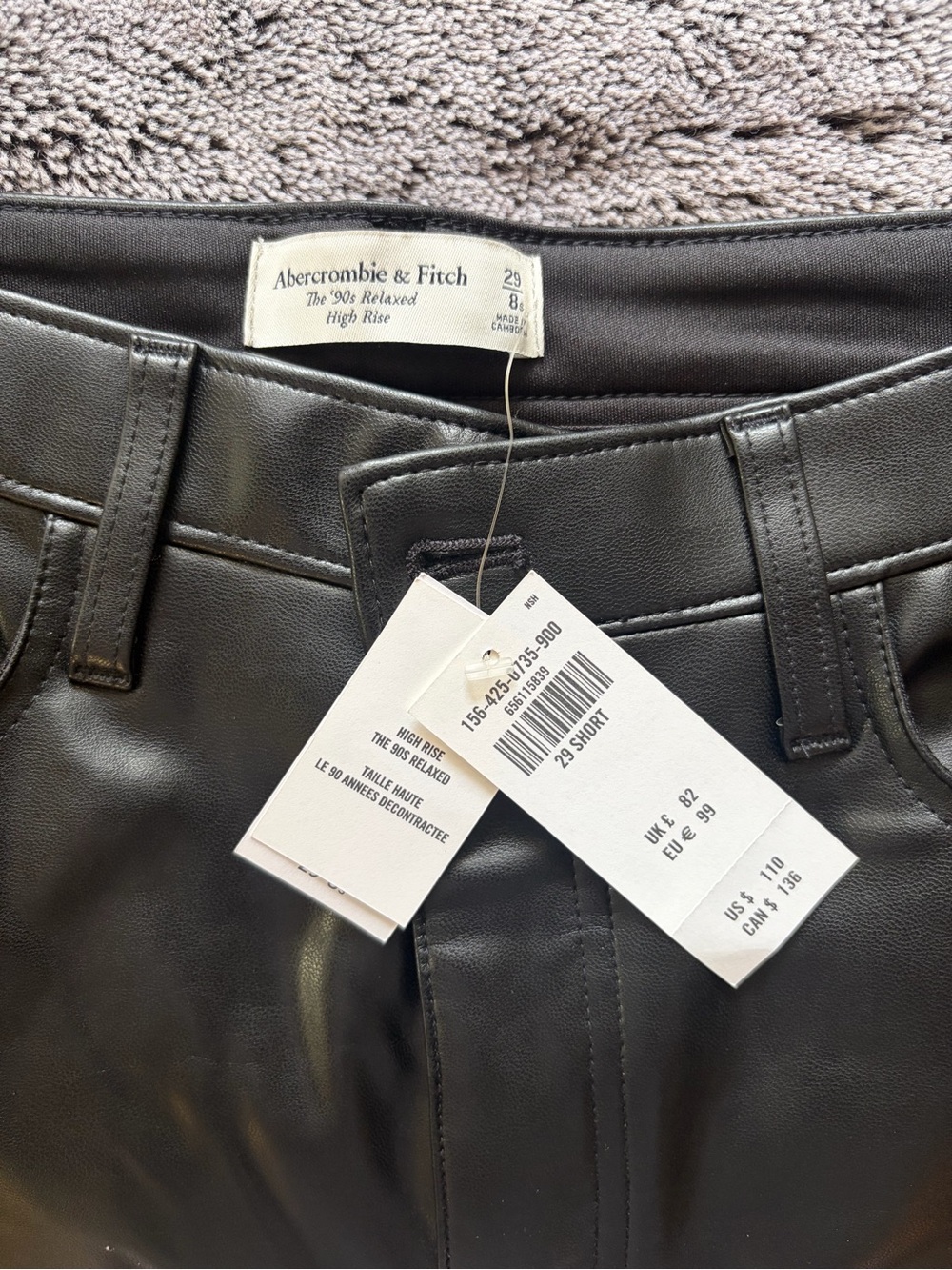 Abercrombie & Fitch Black High-Rise Faux Leather Jeans